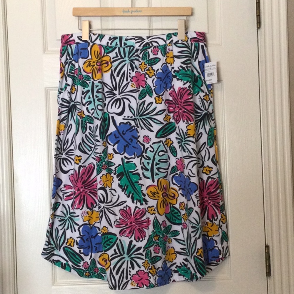 Vintage Fresh Produce long Avery Sketched Floral XXL skirt white multicolor